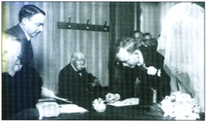 A galántai házasságkötésen Michnay Ida, férje Michel és apósa Georges Clemenceau